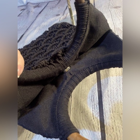 Sigrid Olsen, Black Macrame Tote Bag w/ Bamboo Handles, NWT - Picture 4 of 6